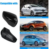 Spiegelafdekking compatibel met Renault Clio 4 2012-2016, Capture First Generation J87 2013-2019, Zoe 2012-2024, achteruitkijkspiegeldeksel 963732631R 963732631 - zwart