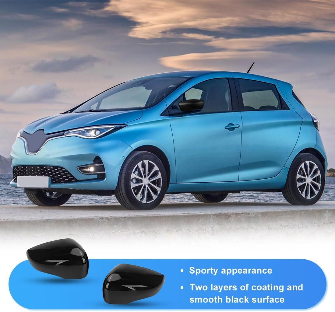 Spiegelafdekking compatibel met Renault Clio 4 2012-2016, Capture First Generation J87 2013-2019, Zoe 2012-2024, achteruitkijkspiegeldeksel 963732631R 963732631 - zwart