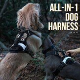 OneTigris Grover Tactisch No Pull hondenharnas voor grote en middelgrote honden, verstelbaar borstharnas voor honden, 1 handgreep, hondenvest met poepzakzak, reflecterende strepen