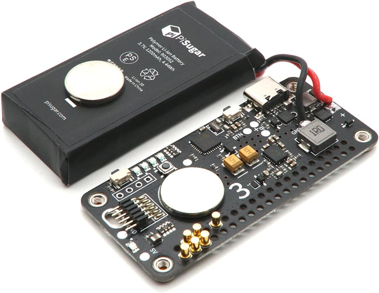 Pisugar 3 Draagbare 1200 mAh UPS Lithium Batterij Pwnagotchi Power Module voor Raspberry Pi-Zero W/WH Model Accessoires Handhouder (niet inbegrepen Raspberry Pi)