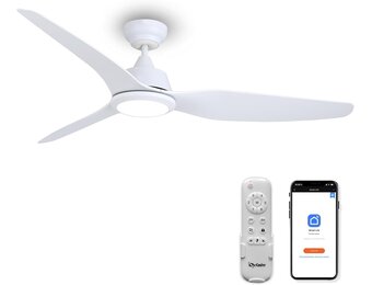 Ovlaim Stille plafondventilator met verlichting en afstandsbediening, Slimme plafondventilatoren winterwerking met DC-motor, Compatibel met Alexa/Google Home, 142CM