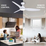 Ovlaim Stille plafondventilator met verlichting en afstandsbediening, Slimme plafondventilatoren winterwerking met DC-motor, Compatibel met Alexa/Google Home, 142CM