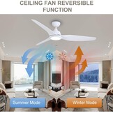 Ovlaim Stille plafondventilator met verlichting en afstandsbediening, Slimme plafondventilatoren winterwerking met DC-motor, Compatibel met Alexa/Google Home, 142CM