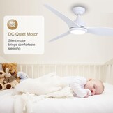 Ovlaim Stille plafondventilator met verlichting en afstandsbediening, Slimme plafondventilatoren winterwerking met DC-motor, Compatibel met Alexa/Google Home, 142CM