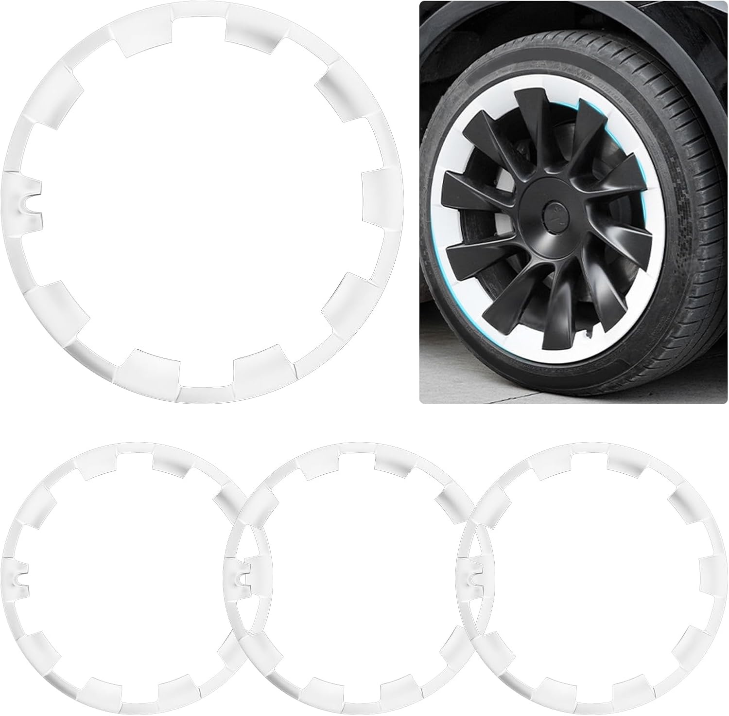 Velgbeschermer voor Tesla Model Y 20 Inch 2017-2024, ABS Velgbescherming Velgdop Velg Beschermkap Velg Patch Vervanging, Beschermkras Slagrand Schroefrand Wielrand Trim, Set van 4