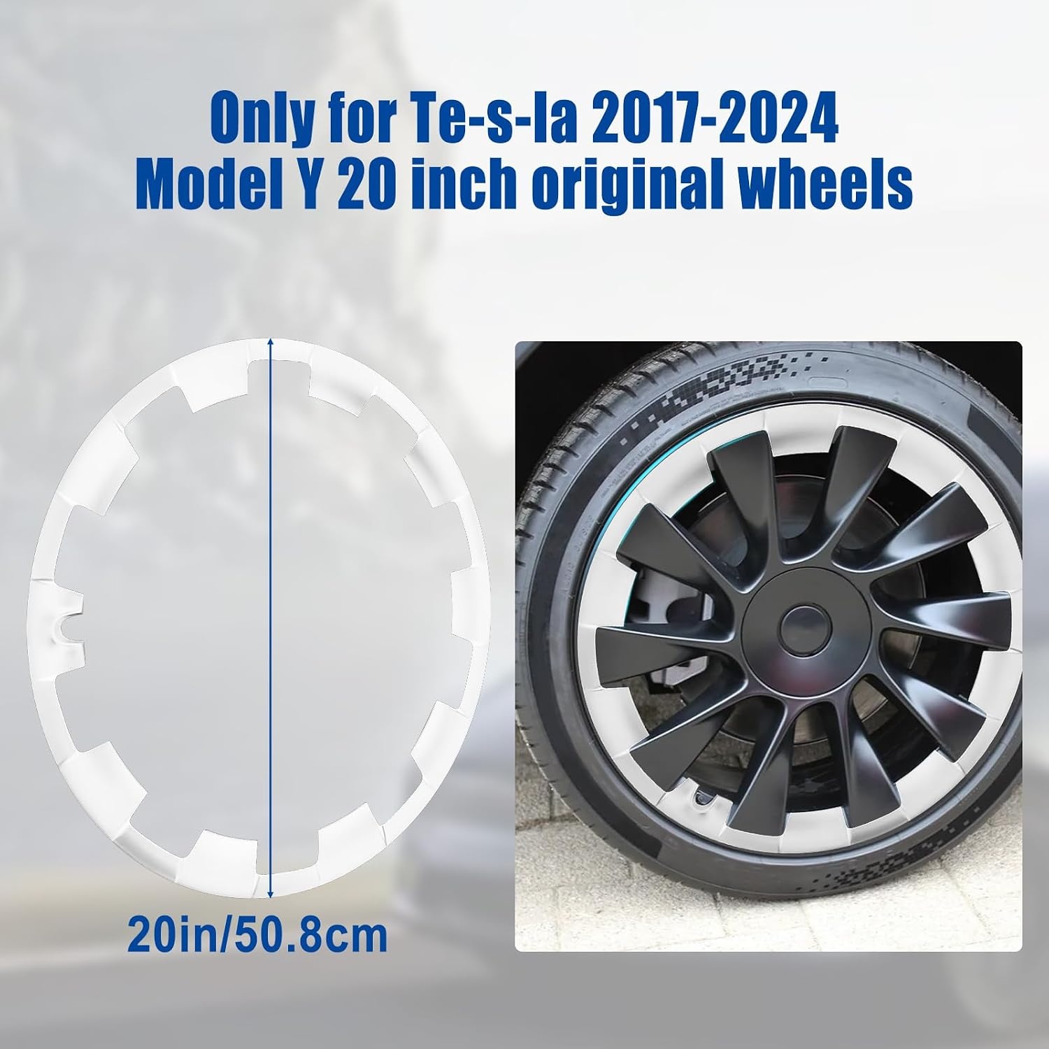 Velgbeschermer voor Tesla Model Y 20 Inch 2017-2024, ABS Velgbescherming Velgdop Velg Beschermkap Velg Patch Vervanging, Beschermkras Slagrand Schroefrand Wielrand Trim, Set van 4