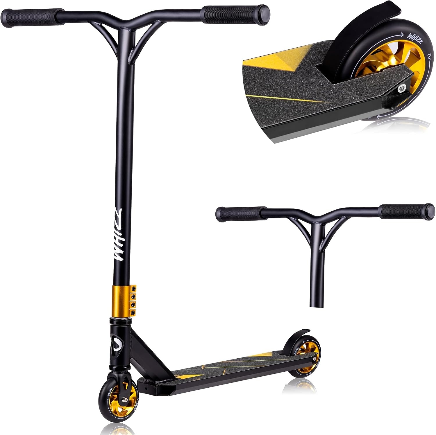 LIONELO Whizz Freestyle Stuntstep voor Kinderen en Volwassenen tot 100 kg, ABEC-9 Kogellagers, Aluminium Antislip Deck, HIC Compressiesysteem, 110 mm PU Wielen met Aluminium Kern, Veilige Achterrem