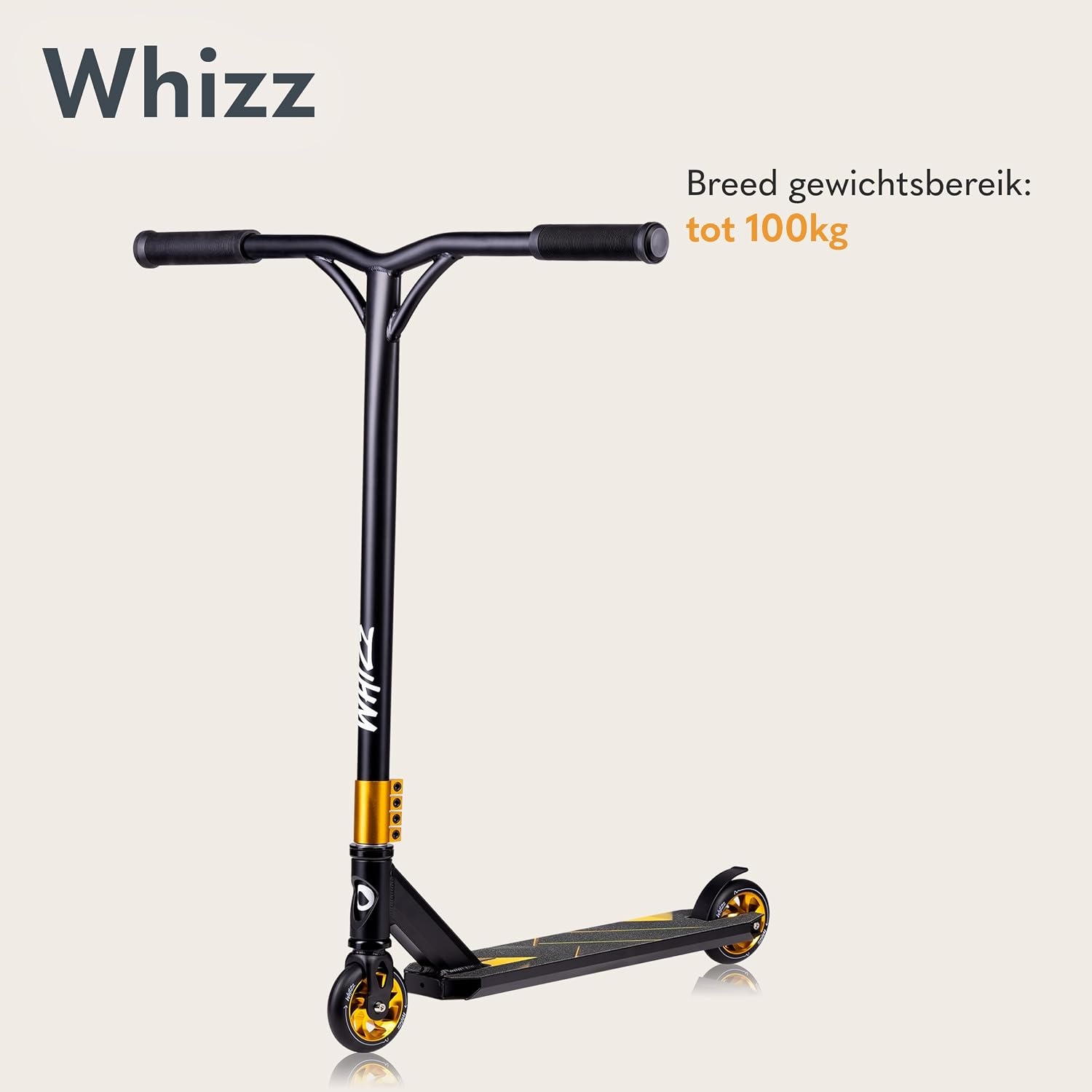 LIONELO Whizz Freestyle Stuntstep voor Kinderen en Volwassenen tot 100 kg, ABEC-9 Kogellagers, Aluminium Antislip Deck, HIC Compressiesysteem, 110 mm PU Wielen met Aluminium Kern, Veilige Achterrem
