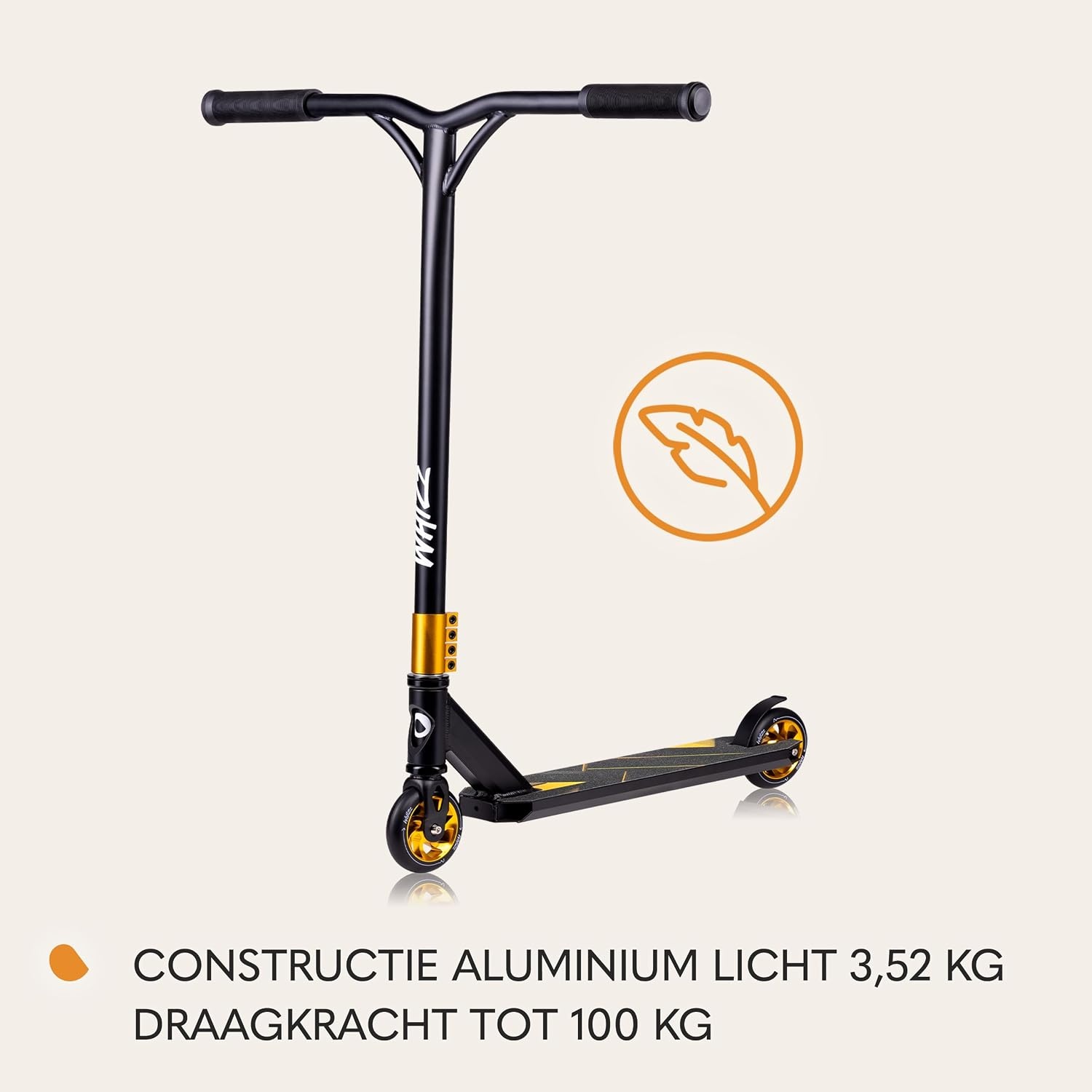 LIONELO Whizz Freestyle Stuntstep voor Kinderen en Volwassenen tot 100 kg, ABEC-9 Kogellagers, Aluminium Antislip Deck, HIC Compressiesysteem, 110 mm PU Wielen met Aluminium Kern, Veilige Achterrem