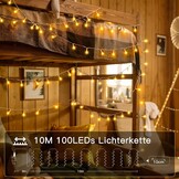 Lichtsnoer Buiten 10m 100 LED Warmwit Waterdicht met Timer & 8 Modi (58% Korting)