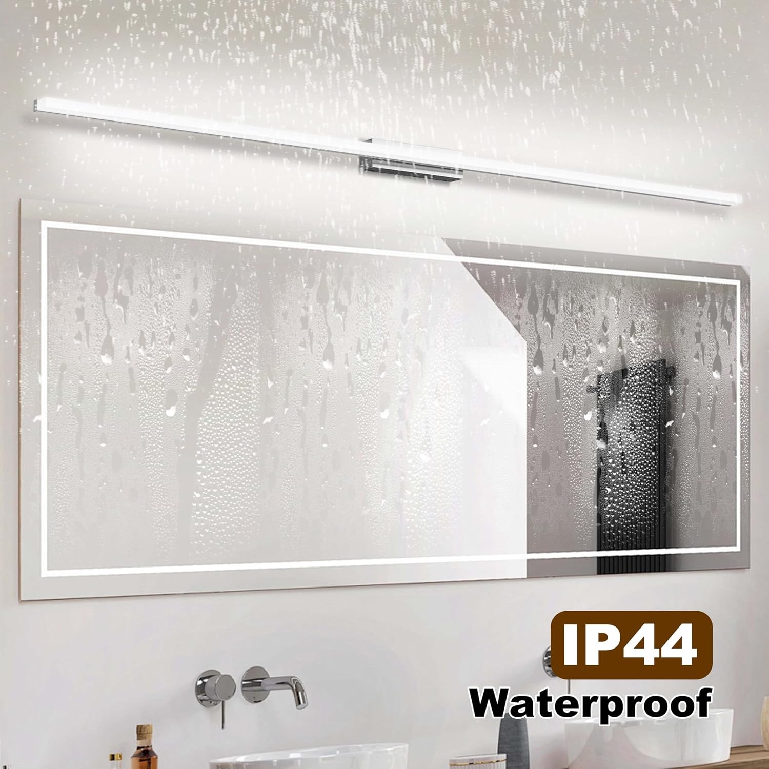 Led-spiegellamp, 150 cm, wandlamp voor badkamer, IP44, koudwit, 6000 K, spiegelkast, wandlamp, binnen, modern, licht, badkamerlamp