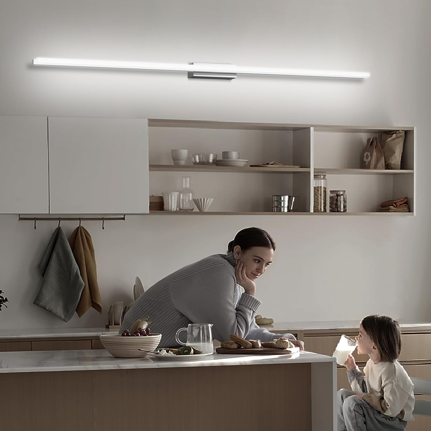 Led-spiegellamp, 150 cm, wandlamp voor badkamer, IP44, koudwit, 6000 K, spiegelkast, wandlamp, binnen, modern, licht, badkamerlamp