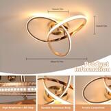 Comely 36W Dimmable LED Ceiling Light, Creative Flower Shape Golden Ceiling Light, Modern LED Ceiling Light with Remote Control for Bedroom, Hallway, Entrance, 3000K-6500K