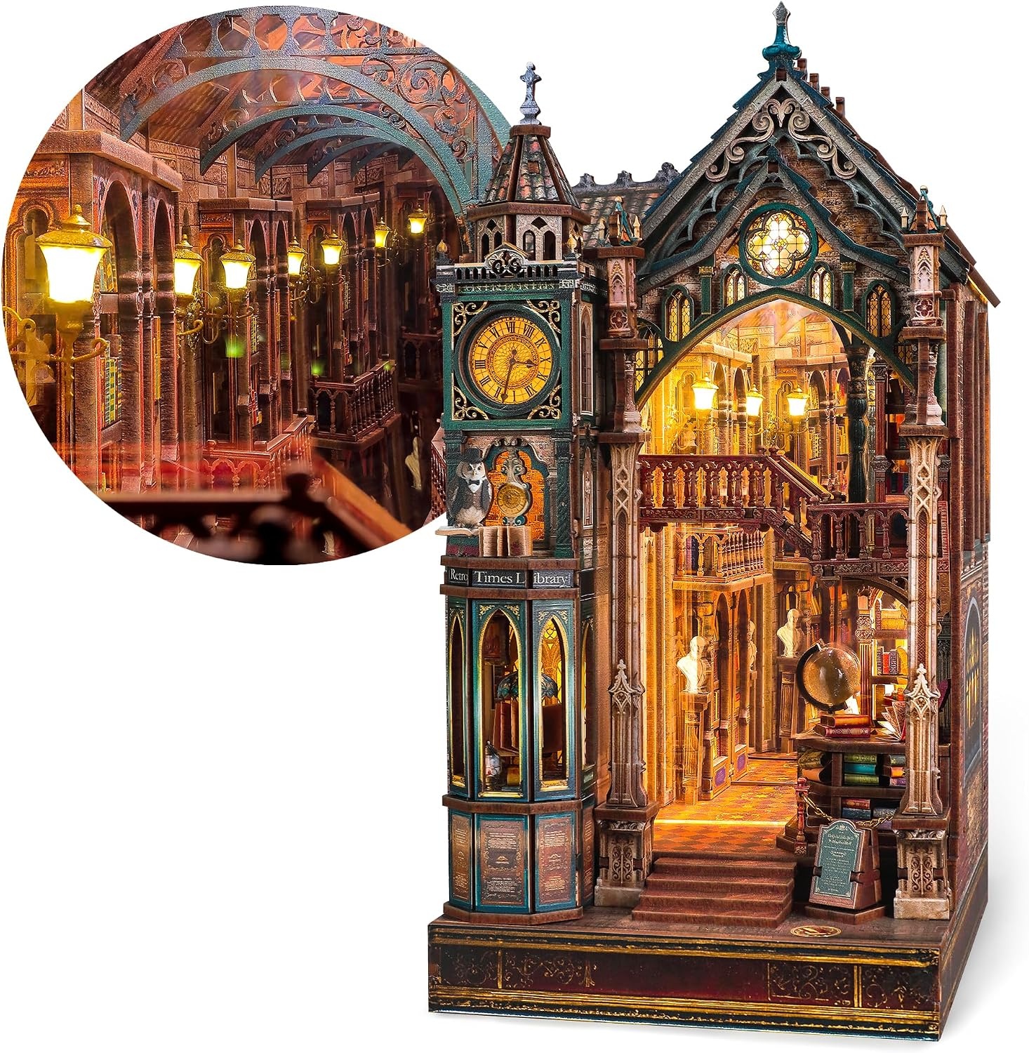 FUNPOLA Magic Station Book Nook 3D LED Puzzle – Interactive Magic Miniature with Infinite Expansion Space, DIY Bookshelf Insert, Decoration and Creative Gift (Magic Station)