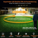 MEIKEE 15 W led-spot met bewegingsmelder voor buiten, 1200 lumen, super helder, 6500 K, koudwit, IP66 waterdicht, timerfunctie, helderheid instelbaar, schijnwerper voor tuin, garage, erf