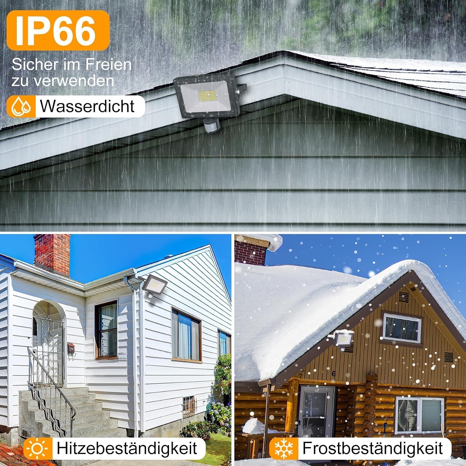 MEIKEE 15 W led-spot met bewegingsmelder voor buiten, 1200 lumen, super helder, 6500 K, koudwit, IP66 waterdicht, timerfunctie, helderheid instelbaar, schijnwerper voor tuin, garage, erf