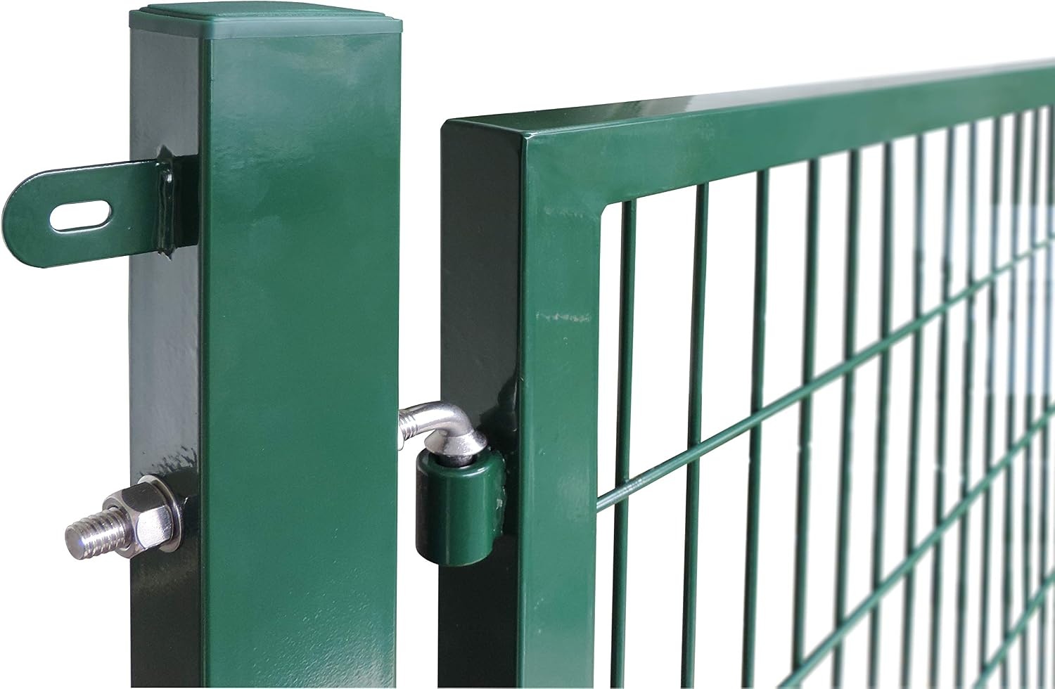 gate for rod mat fence, colour and height of your choice, incl. poles and mounting material (garden gate H 140 x W 100 cm, green)