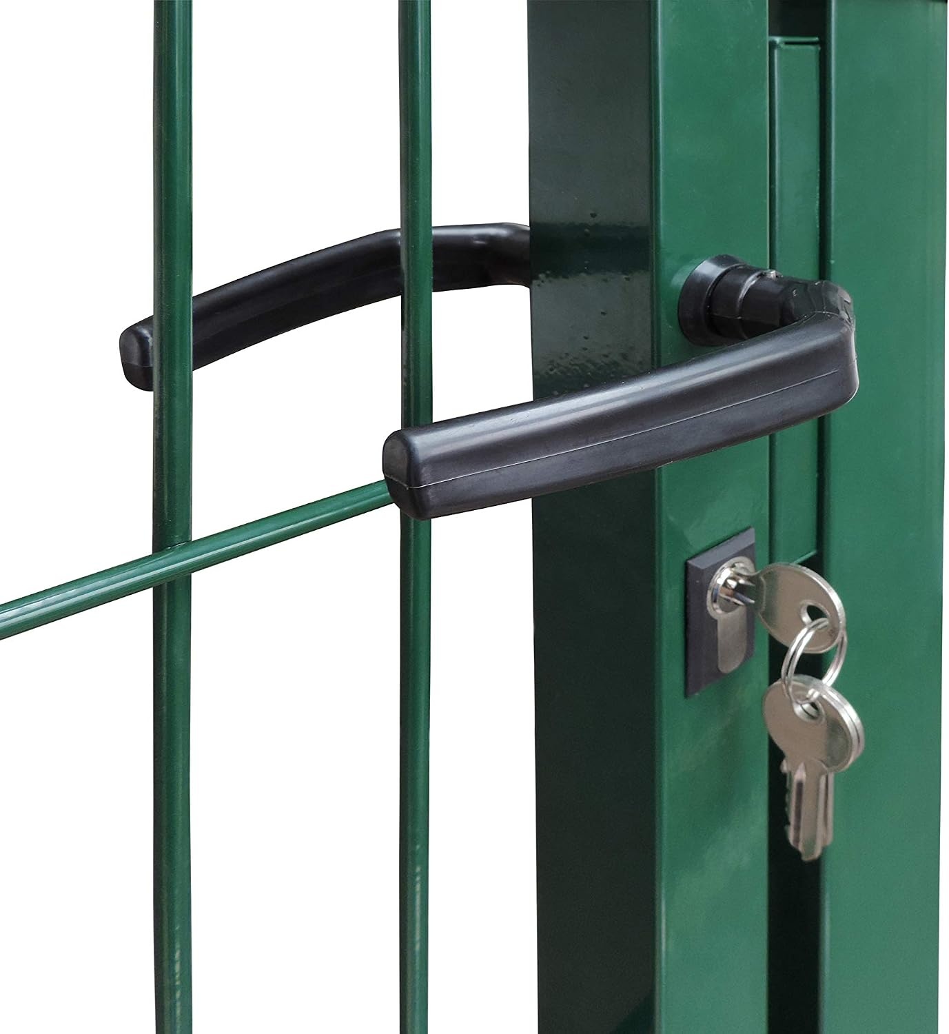 gate for rod mat fence, colour and height of your choice, incl. poles and mounting material (garden gate H 140 x W 100 cm, green)