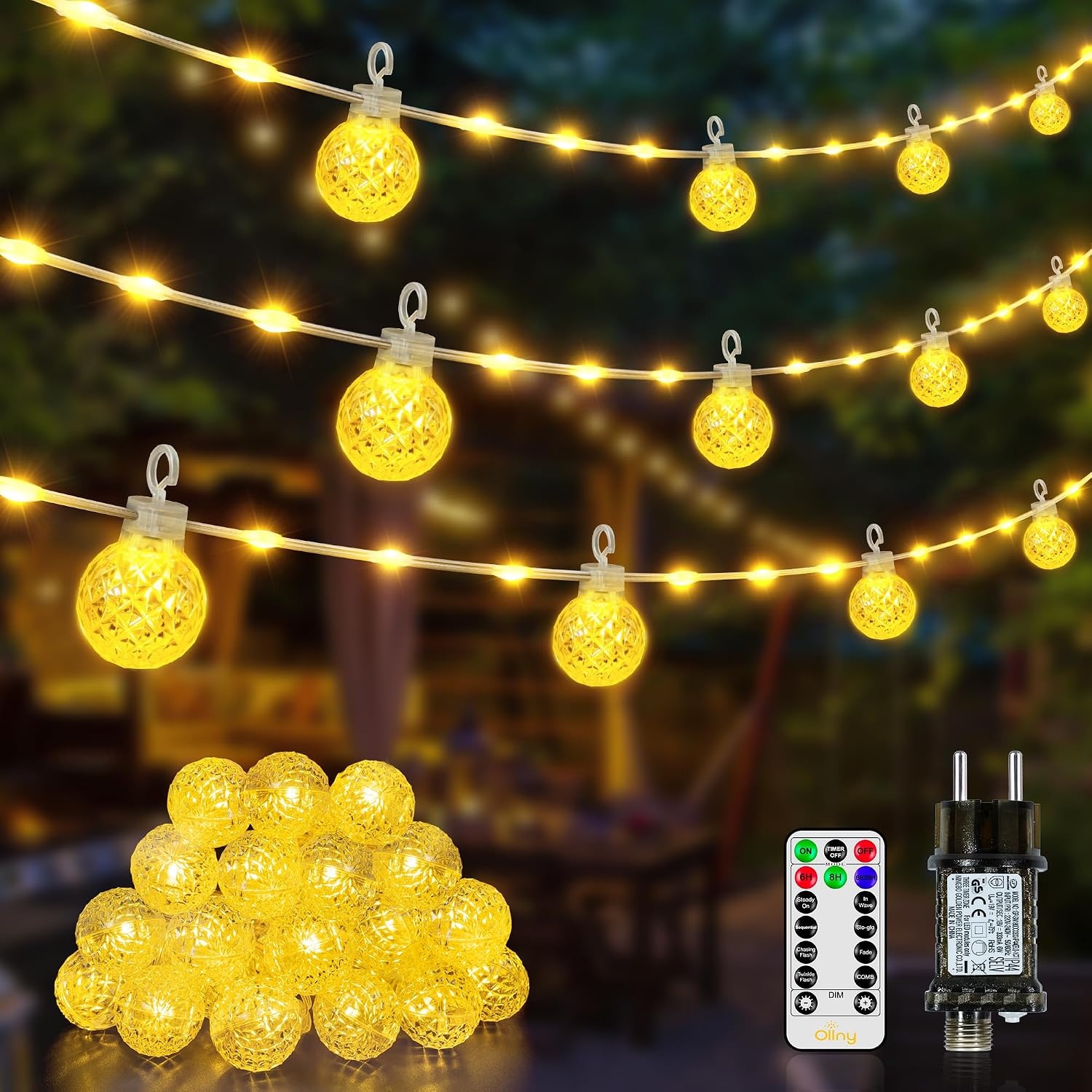 Ollny Lichtsnoer voor buiten, 10 m, 60 leds