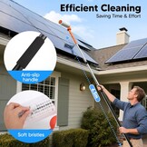 Elektrische telescoopborstel met telescoopsteel, 6,5 m, reinigingsborstel voor PV-installatie, wasborstel, uitschuifbaar voor het reinigen van ramen, dak