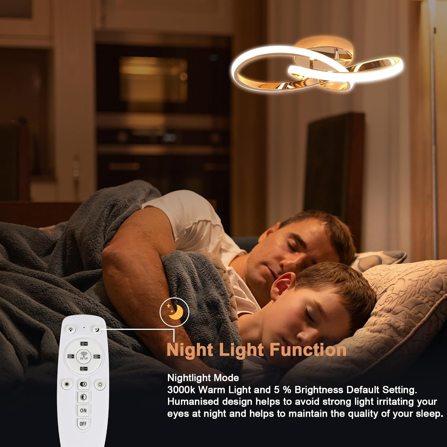 Comely 36W Dimmable LED Ceiling Light, Creative Flower Shape Golden Ceiling Light, Modern LED Ceiling Light with Remote Control for Bedroom, Hallway, Entrance, 3000K-6500K