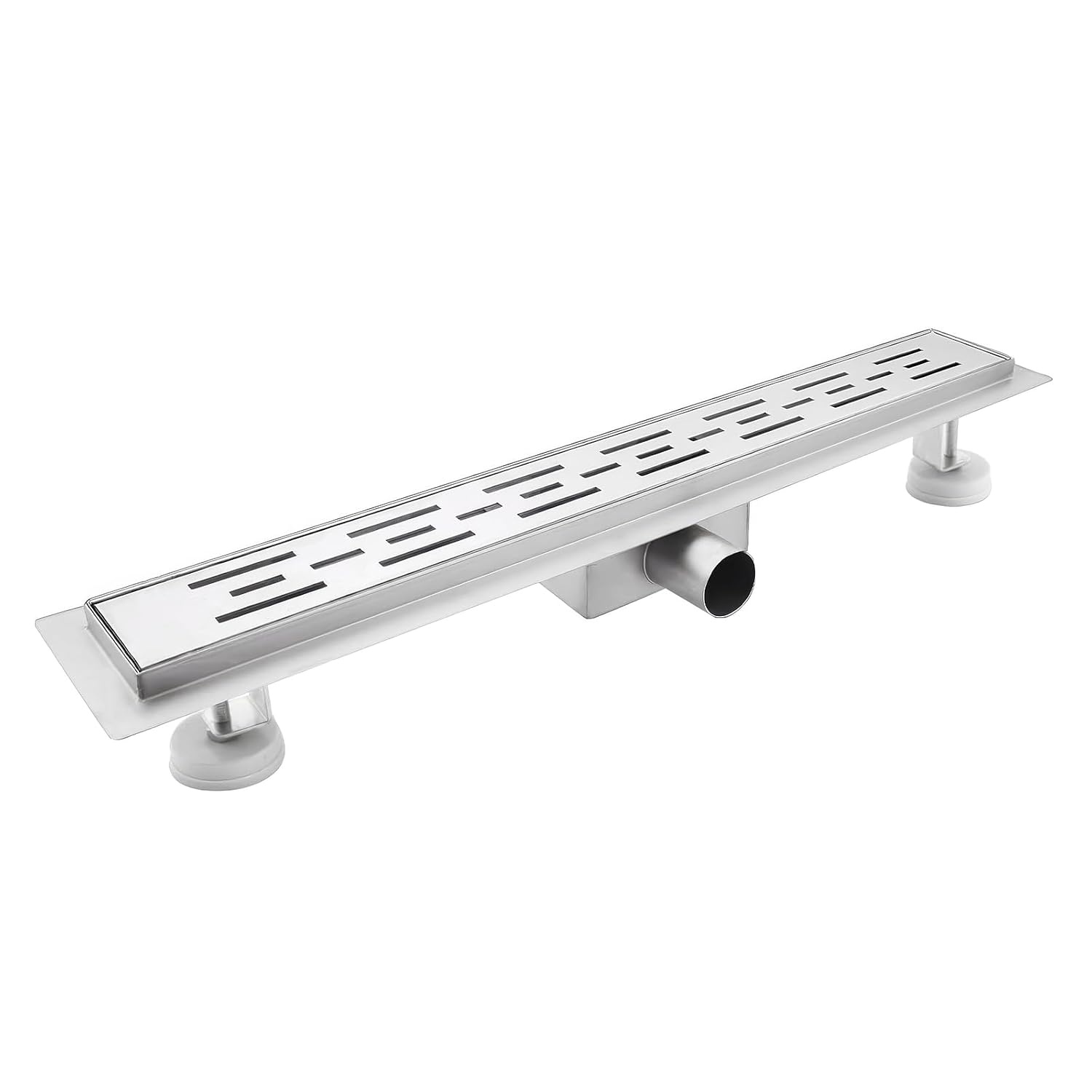 Strips Shower Drain 110 cm Extra Flat Stainless Steel Floor Drain Complete Set with Siphon Hair Strainer