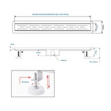 Strips Shower Drain 110 cm Extra Flat Stainless Steel Floor Drain Complete Set with Siphon Hair Strainer