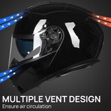 ILM Adult Motorcycle Modular Full Face Helmet Flip up Dual Visor DOT Approved Model 159(Gloss Black,Large)
