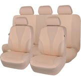 Flying Banner Autostoelhoezen, volledige bedekking, universele pasvorm, auto, truck, SUV, bestelwagen, gestempeld, ademend, achterbank gesplitst, polyesterstof. Volledige set, lage rug, stof, beige,