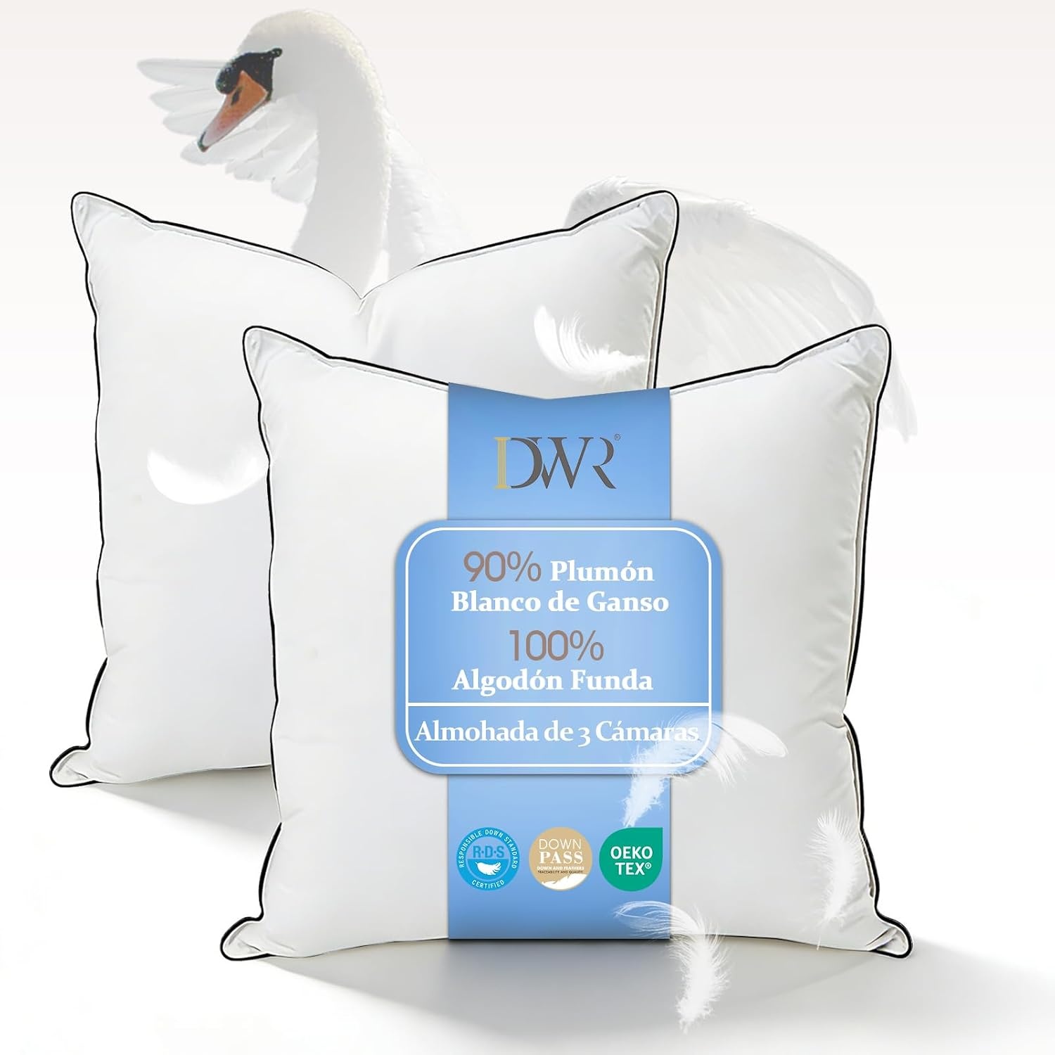 Hoofdkussens 50x75cm (2 stuks) Gans/Dons & Biologisch Katoen - 61% Korting