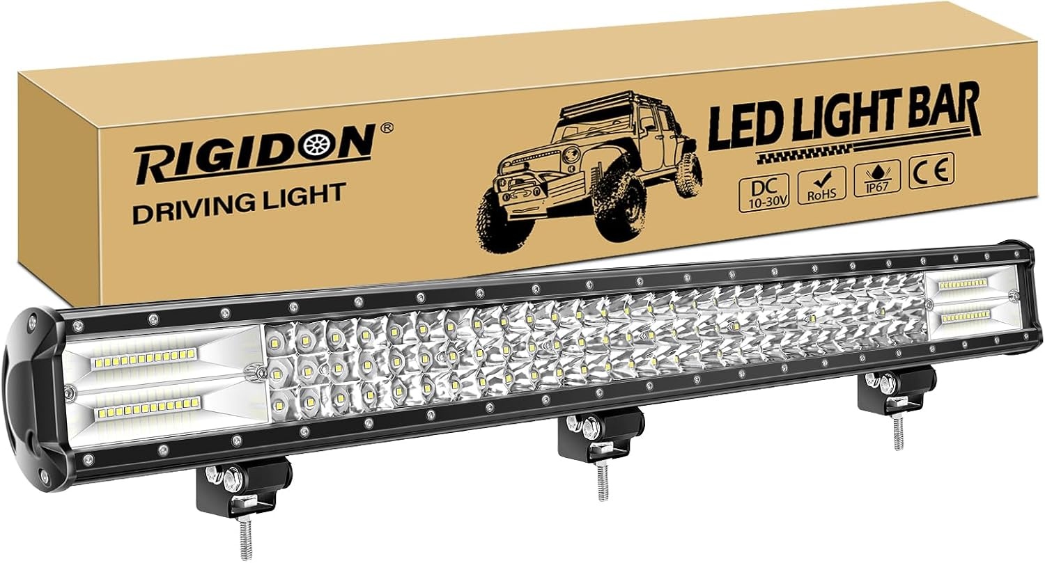 RIGIDON Driving Led Light Bar 28 inch 396W, 7D Tri rij 12V 24V voor Auto Off road Truck SUV UTE ATV 4x4 voor Flood Spot Combo Beam, Waterdichte Driving Work Lamp voor 6000K Wit Mistlicht - Maat 28 inch 396W
