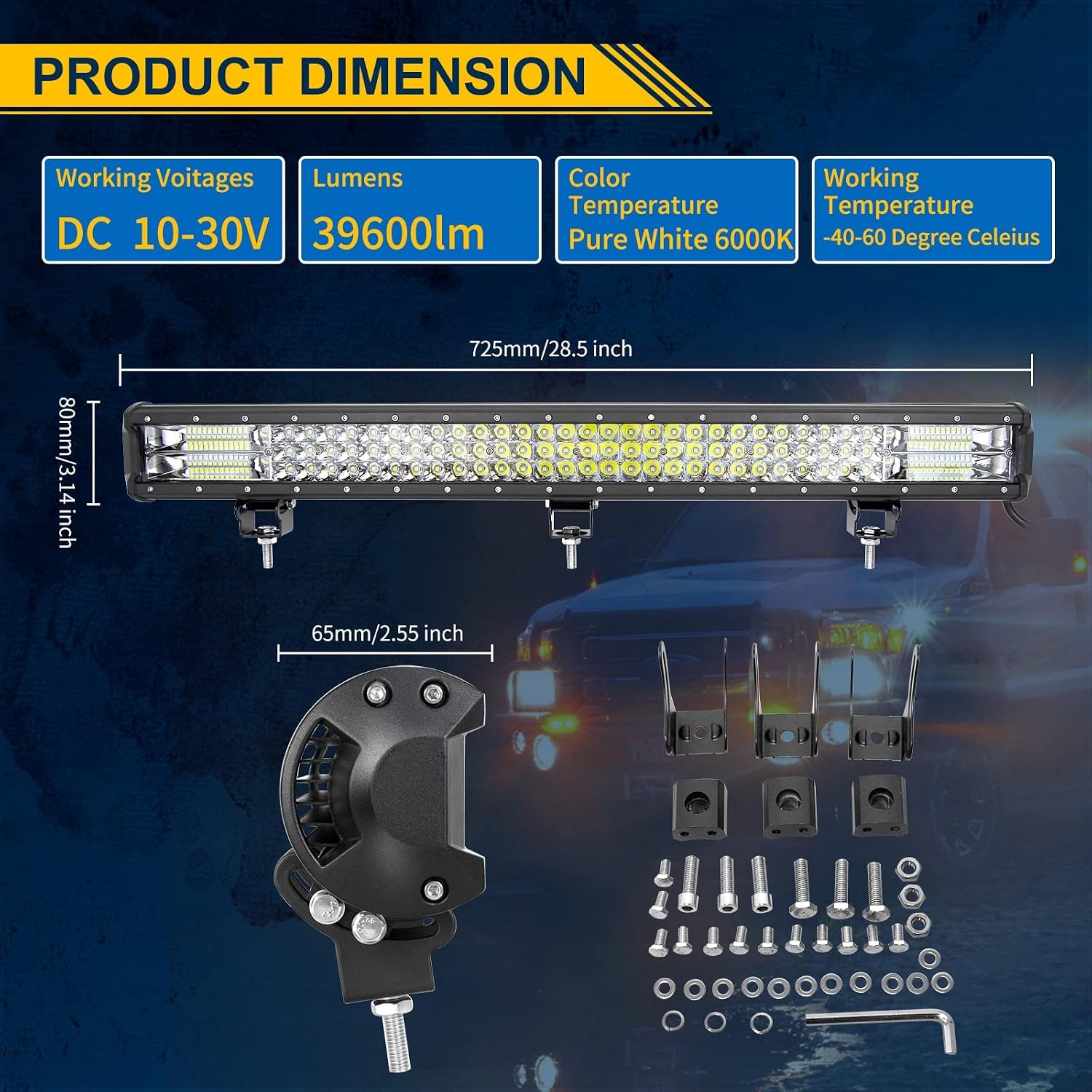 RIGIDON Driving Led Light Bar 28 inch 396W, 7D Tri rij 12V 24V voor Auto Off road Truck SUV UTE ATV 4x4 voor Flood Spot Combo Beam, Waterdichte Driving Work Lamp voor 6000K Wit Mistlicht - Maat 28 inch 396W