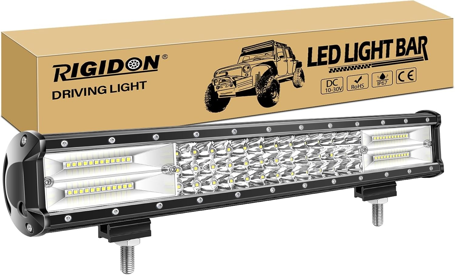 RIGIDON Driving Led Light Bar 28 inch 396W, 7D Tri rij 12V 24V voor Auto Off road Truck SUV UTE ATV 4x4 voor Flood Spot Combo Beam, Waterdichte Driving Work Lamp voor 6000K Wit Mistlicht - Maat 28 inch 396W