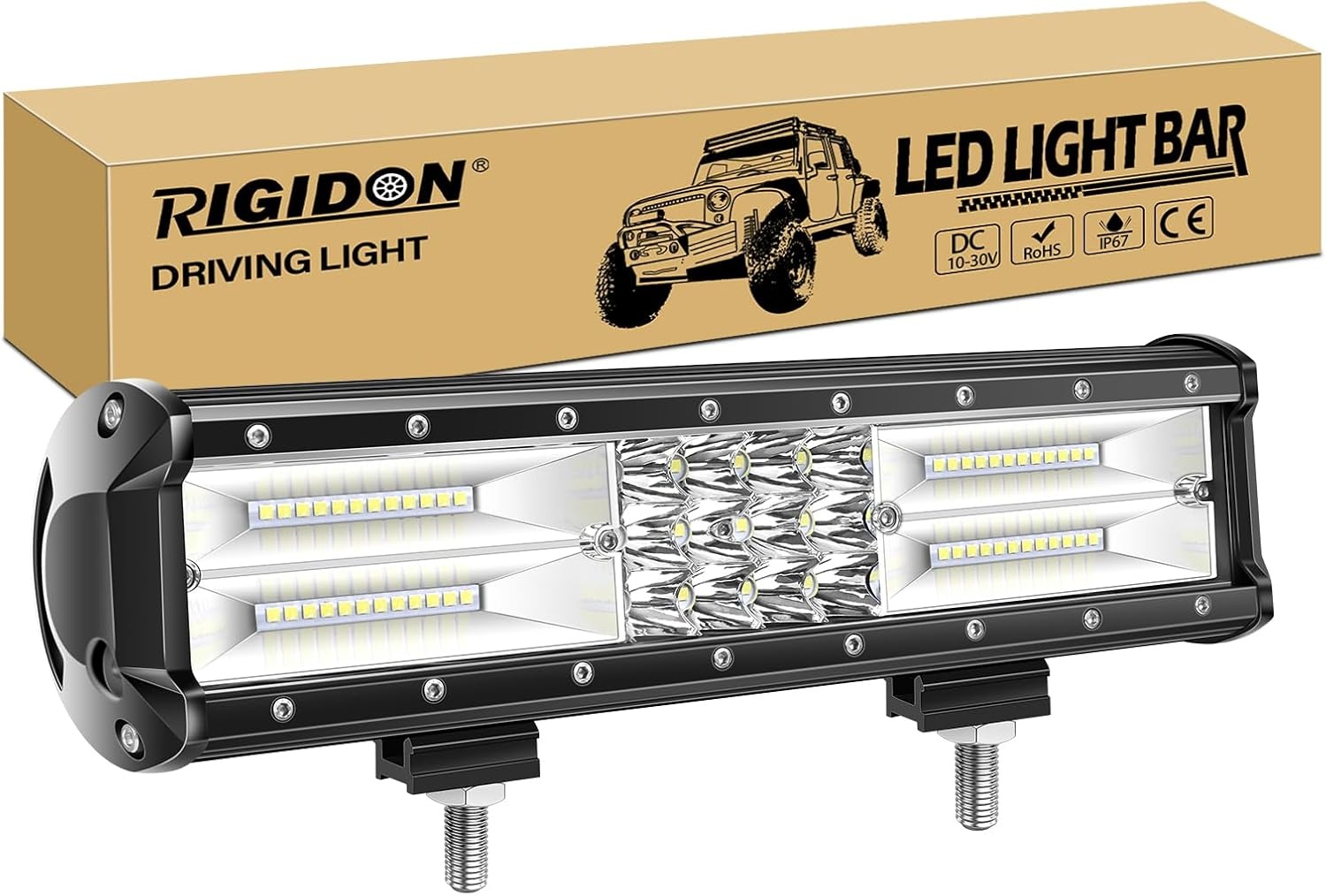 RIGIDON Driving Led Light Bar 28 inch 396W, 7D Tri rij 12V 24V voor Auto Off road Truck SUV UTE ATV 4x4 voor Flood Spot Combo Beam, Waterdichte Driving Work Lamp voor 6000K Wit Mistlicht - Maat 28 inch 396W
