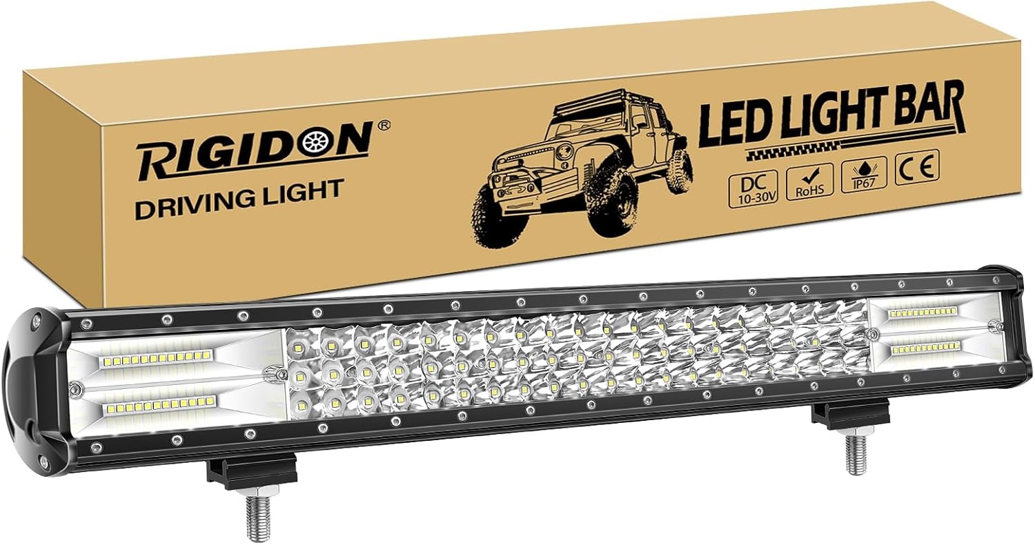 RIGIDON Driving Led Light Bar 28 inch 396W, 7D Tri rij 12V 24V voor Auto Off road Truck SUV UTE ATV 4x4 voor Flood Spot Combo Beam, Waterdichte Driving Work Lamp voor 6000K Wit Mistlicht - Maat 28 inch 396W