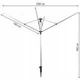 Wasdroger tuin - 260 cm breed - 60 m droogruimte - aluminium constructie