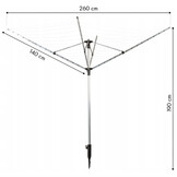 Wasdroger tuin - 260 cm breed - 60 m droogruimte - aluminium constructie