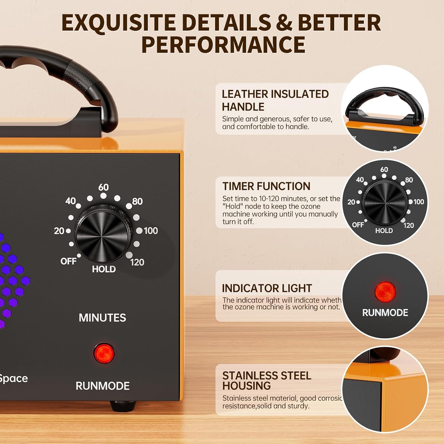 Professionele Ozon Generator 40.000 mg/u - Luchtreiniger met Tijdschakelaar - 300 m² - Zilver