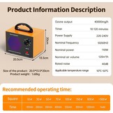 Professionele Ozon Generator 40.000 mg/u - Luchtreiniger met Tijdschakelaar - 300 m² - Zilver