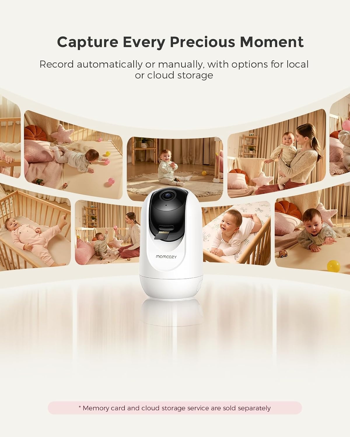 Momcozy Babyfoon Met 2-Camera App, 12,7 cm Wi-Fi Video Babyfoon Met Camera En Audio, 4× Zoom, Bewegings- En Huilherkenning, Veilige Zone, Heldere Nachtzicht, Tweeweggesprek, Foto- En Video-opname