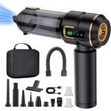 Handstofzuiger, accu, autostofzuiger, draadloos, 27000 Pa, mini-stofzuiger, oplaadbaar, draagbaar, licht, autostofzuiger, sterk, 220.000 omw/min, elektrische stofblazer voor auto, keuken, pc