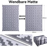 Homaxy Outdoor Rug Weatherproof, Plastic Straw Rug UV-Resistant Reversible Balcony Rug Foldable Washable Garden Rug for Patio Camping Picnic (240 x 300 cm, Grey & White)