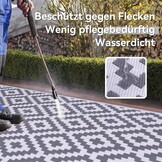 Homaxy Outdoor Rug Weatherproof, Plastic Straw Rug UV-Resistant Reversible Balcony Rug Foldable Washable Garden Rug for Patio Camping Picnic (240 x 300 cm, Grey & White)