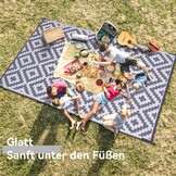 Homaxy Outdoor Rug Weatherproof, Plastic Straw Rug UV-Resistant Reversible Balcony Rug Foldable Washable Garden Rug for Patio Camping Picnic (240 x 300 cm, Grey & White)