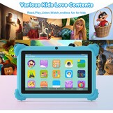 C idea 7 inch tablet voor kinderen van 3 tot 7 jaar, Android-tablet, 4 (2 + 2) GB RAM + 32 GB ROM, IPS-scherm 1024 x 600, wifi, Bluetooth, iWawa vooraf geïnstalleerd, met beschermhoes (blauw)