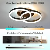 Amdelne LED Plafondlamp 50 cm - Modern Design in Zwart en Hout - Dimbare Ringlamp met Afstandsbediening