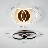 Amdelne LED Plafondlamp 50 cm - Modern Design in Zwart en Hout - Dimbare Ringlamp met Afstandsbediening