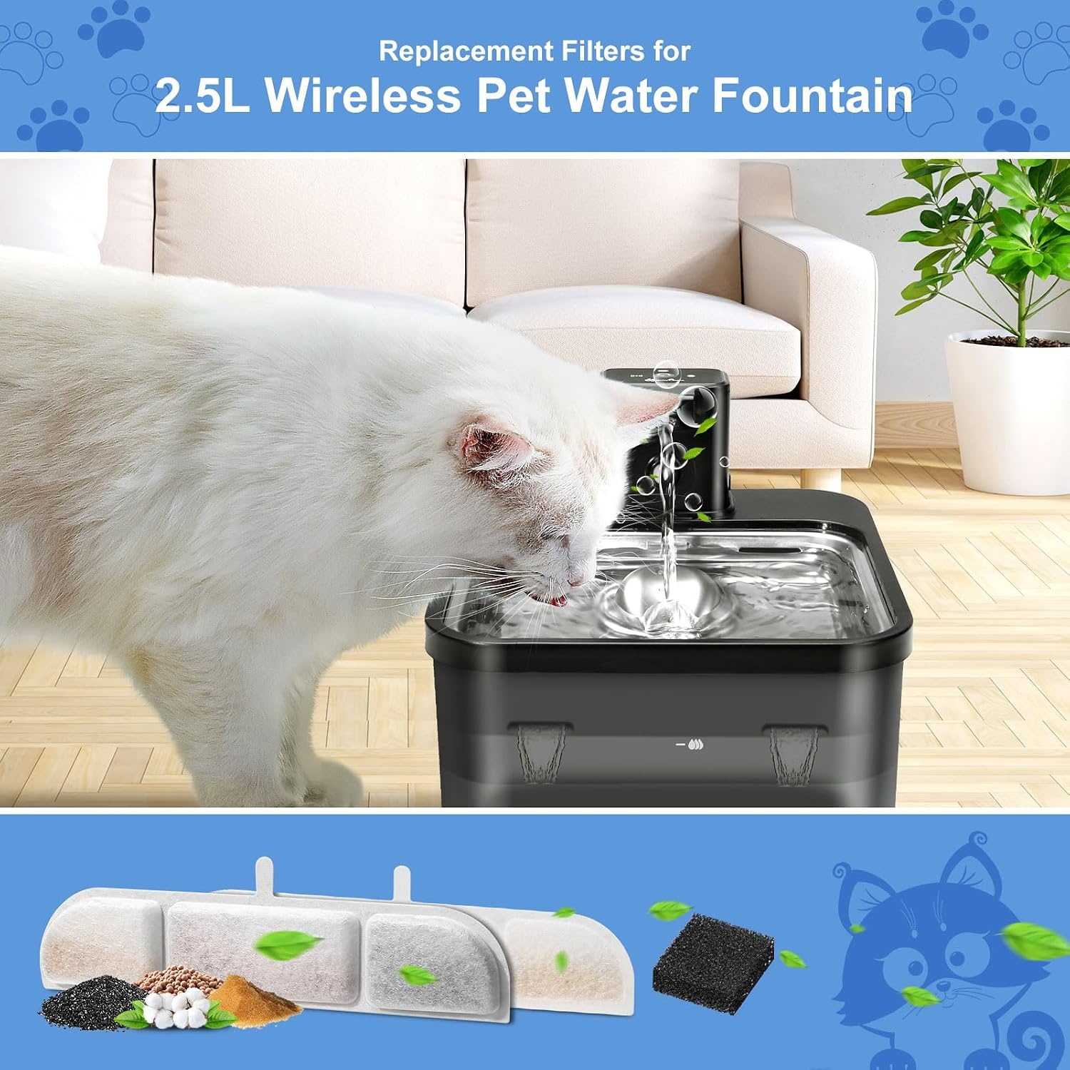 Reservefilters & Sponzen voor Kattenfontein (12 stuks) - 56% Korting!