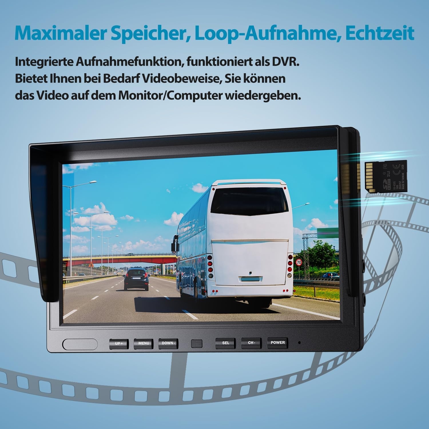 eRapta 10 inch 1080 P HD Wired Backup 2 Camera Systeem Kit, Dual Split Screen Monitor met Opname IP69 Waterdichte Vooraanzicht Achteruitrijcamera Parking Lijnen voor Truck/Semi-Trailer/Box Truck/RV