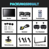 eRapta 10 inch 1080 P HD Wired Backup 2 Camera Systeem Kit, Dual Split Screen Monitor met Opname IP69 Waterdichte Vooraanzicht Achteruitrijcamera Parking Lijnen voor Truck/Semi-Trailer/Box Truck/RV